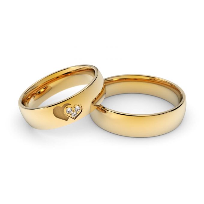 Obrączki ślubne złote z sercami i brylantami Au-1190