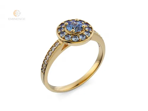 Piękny pierścionek zaręczynowy z koroną wykonaną w tzw. stylu Halo