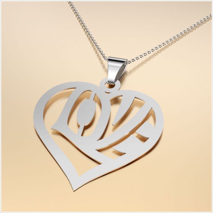 Zawieszka srebrna w kształcie serca LOVE